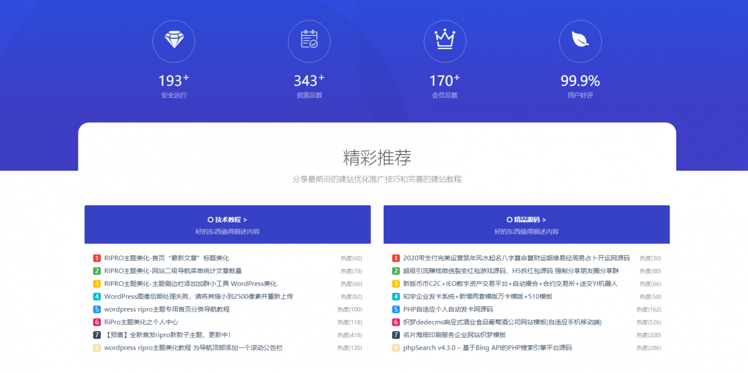 最新RIPRO主题美化-首页底部纯标题文章展示模块+网站统计模块美化 WordPress主题美化插图