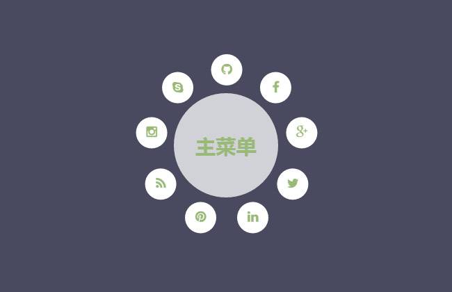 CSS3圆形环绕菜单动画特效插图