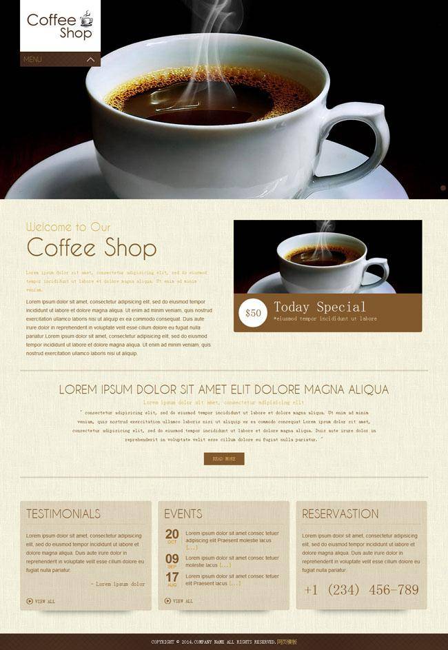 咖啡店 HTML网站模板插图