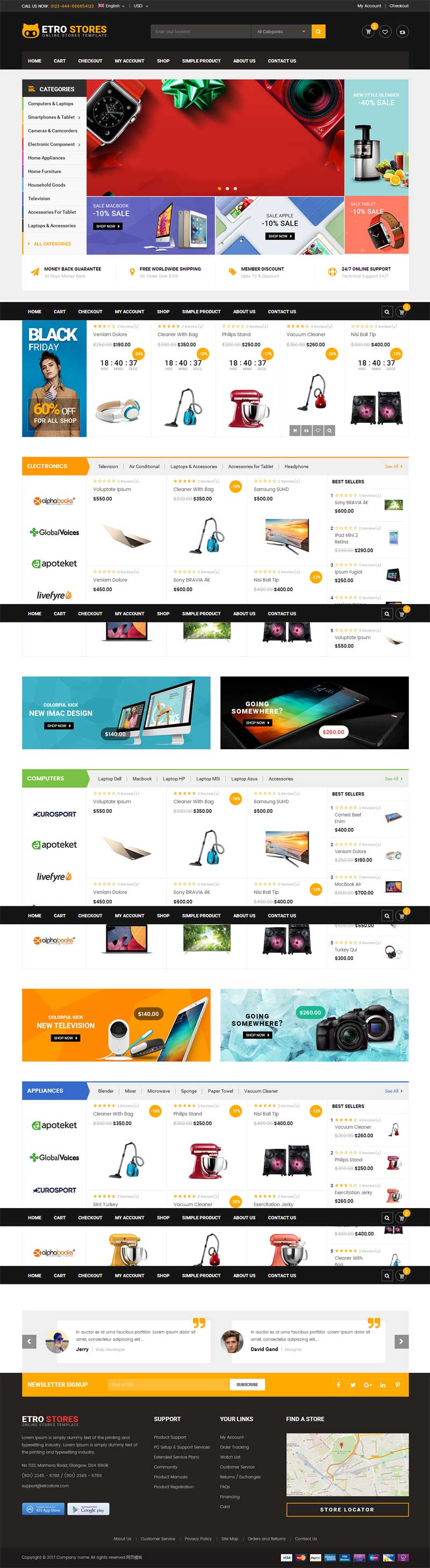 黑色响应式综合电子商务商城html5模板插图