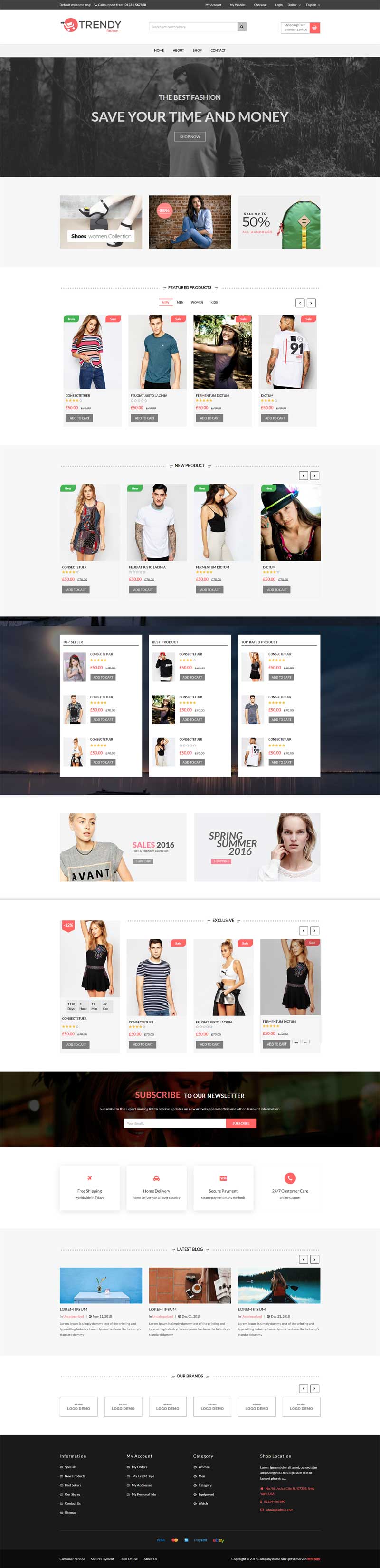 黑色简洁的时尚服装购物商城html5模板插图