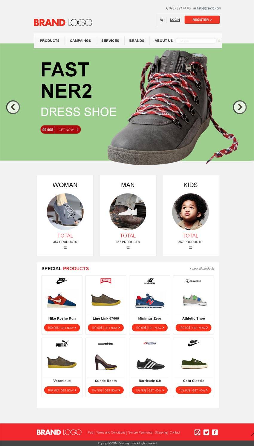 简洁的bootstrap响应式运动鞋商城网站模板html整站下载_商城网站模板插图