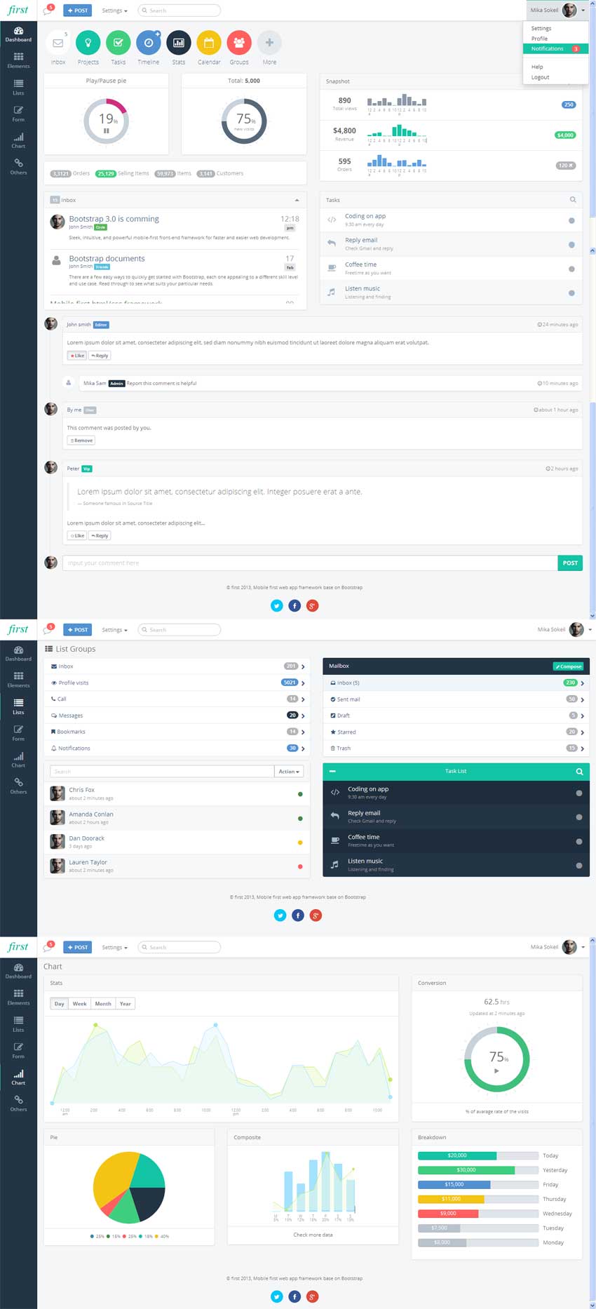 简洁的app手机后台模板bootstrap下载_网站后台模板插图