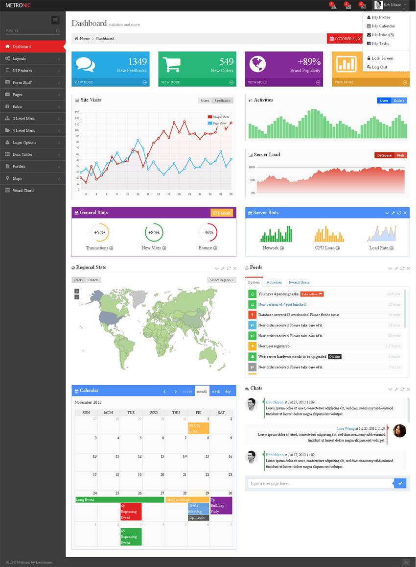 bootstrap metro风格的后台模板_cms系统后台管理模板html全站下载_网站后台模板插图