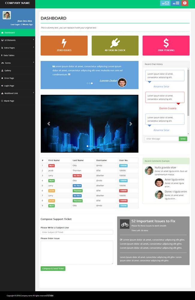 网站后台管理bootstrap模板插图