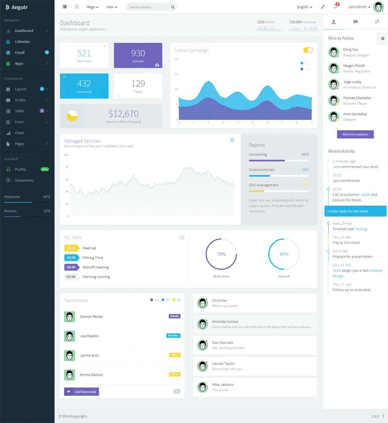 简洁的bootstrap社交应用网站后台管理模板插图