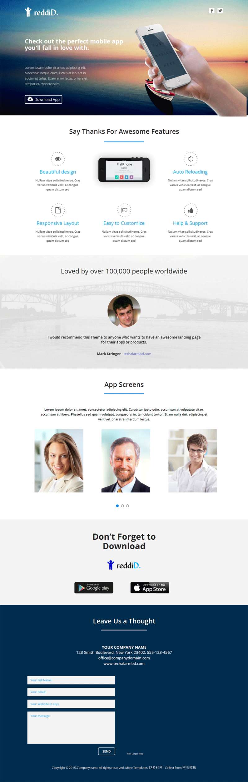 简单的自适应手机app官网介绍模板_html单页模板插图