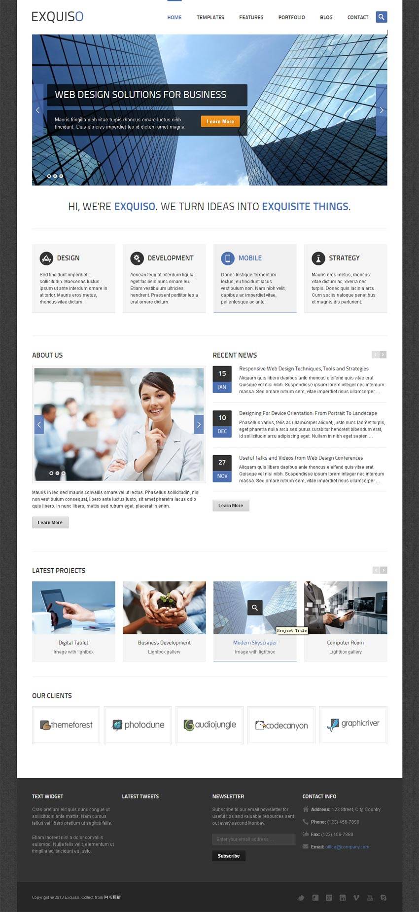 扁平化网站设计商务公司html5响应式模板下载_响应式网站模板插图