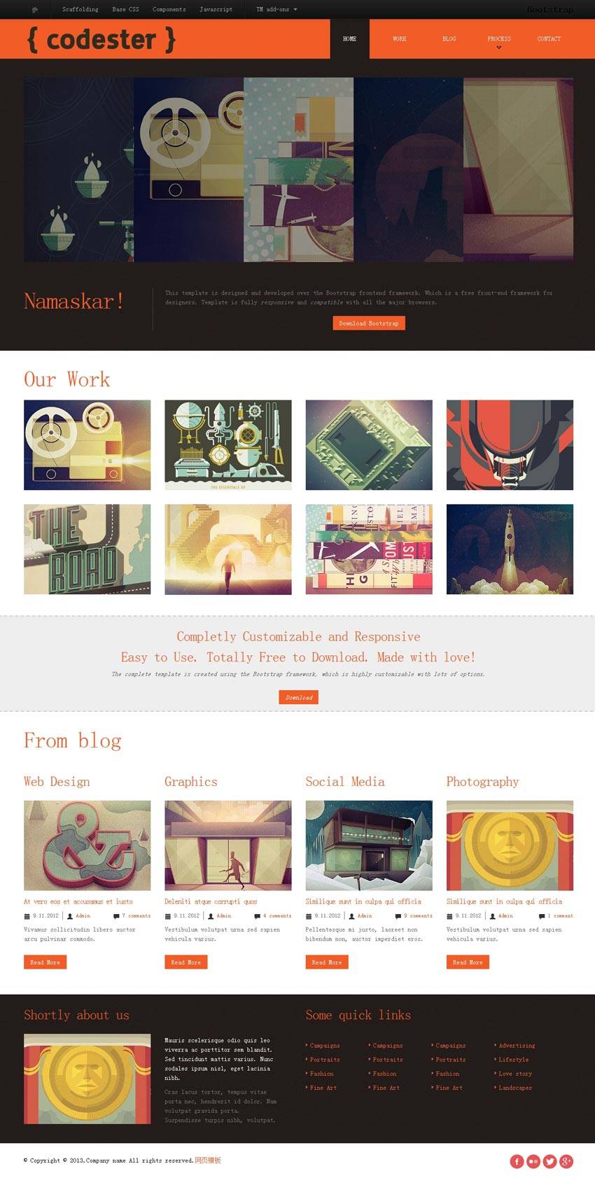 黑色的摄影作品展示bootstrap模板_html响应式模板下载_响应式网站模板插图