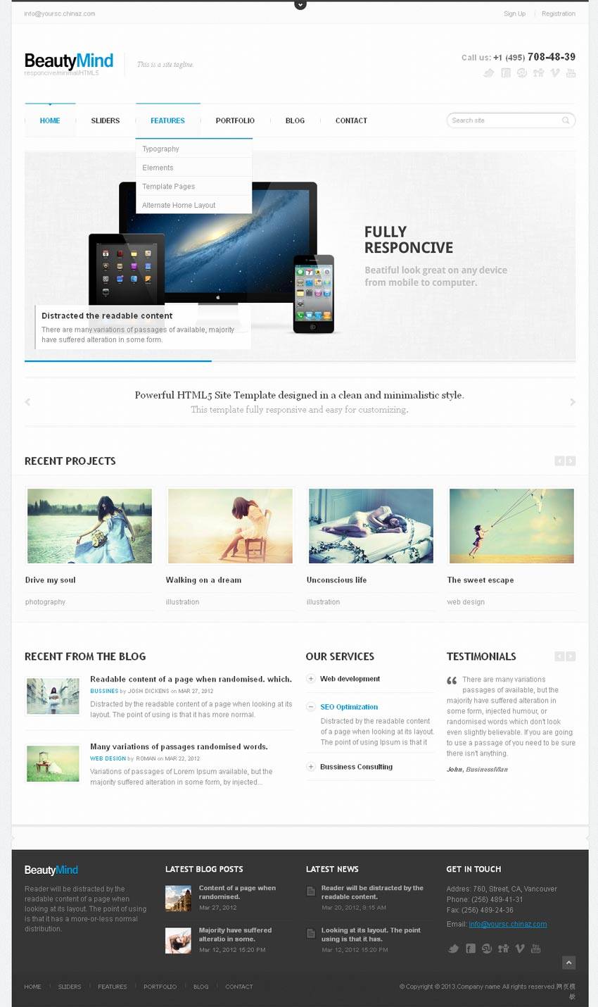 简洁的html5响应式设计企业博客网站模板整站下载_响应式网站模板插图