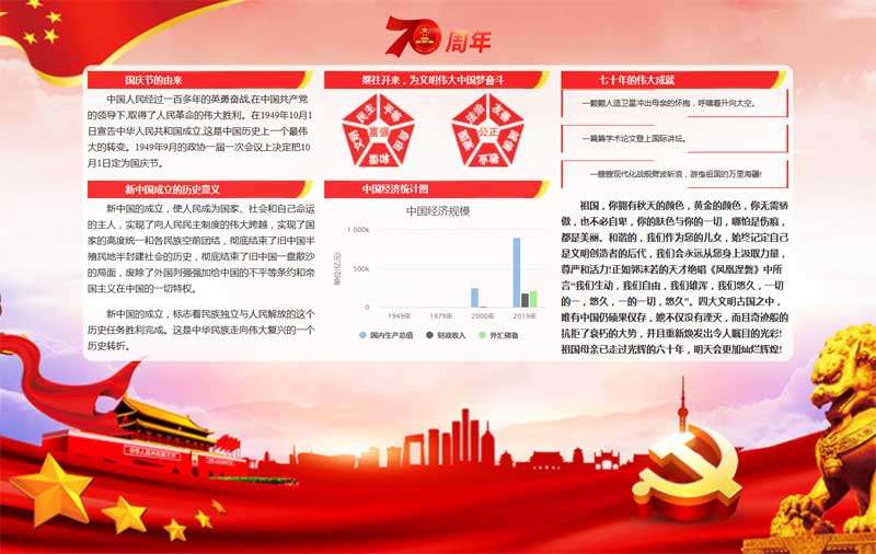 个人原创                                祖国70周年专题页面模板_网站专题模板插图