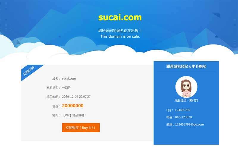 域名交易详情页面模板_网站专题模板插图