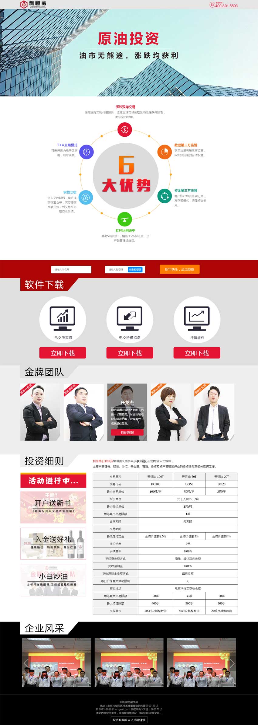 红色的原油投资金融专题模板html下载_网站专题模板插图