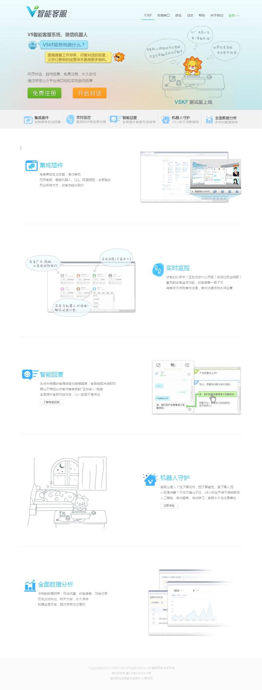 简洁的客服软件介绍专题页面模板下载html_网站专题模板插图