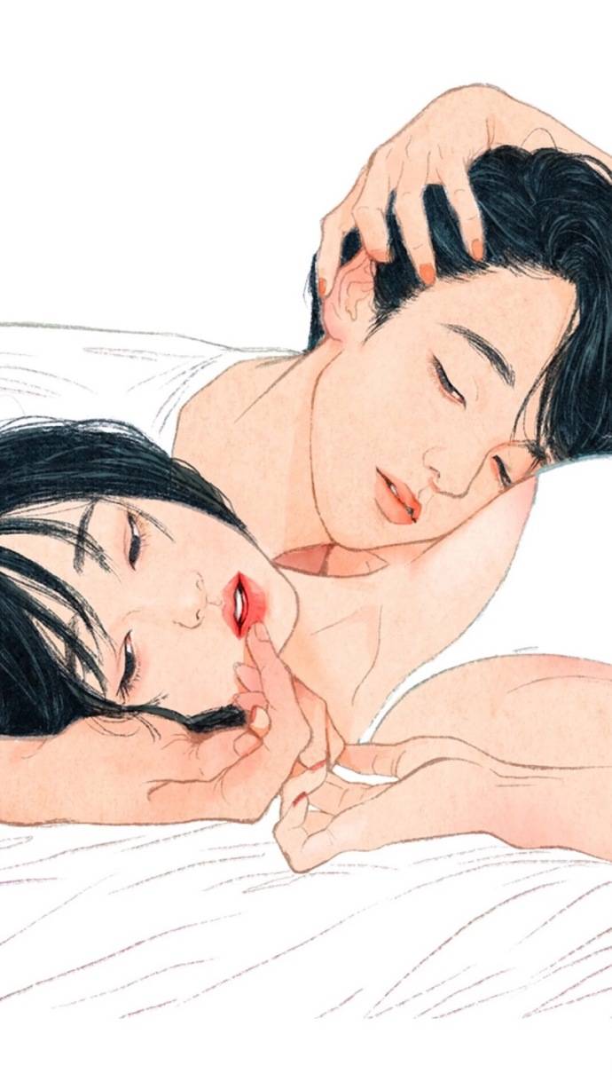 卡通情侣手机壁纸一男一女分开的 好看的情侣手机壁纸一对_QQ皮肤插图4