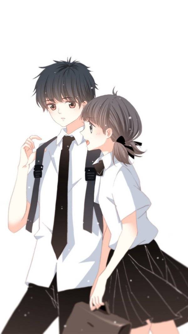浪漫甜蜜的情侣卡通手机壁纸 两人在一起的幸福卡通情侣图片_QQ皮肤插图5