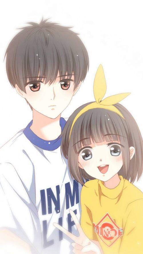浪漫甜蜜的情侣卡通手机壁纸 两人在一起的幸福卡通情侣图片_QQ皮肤插图1