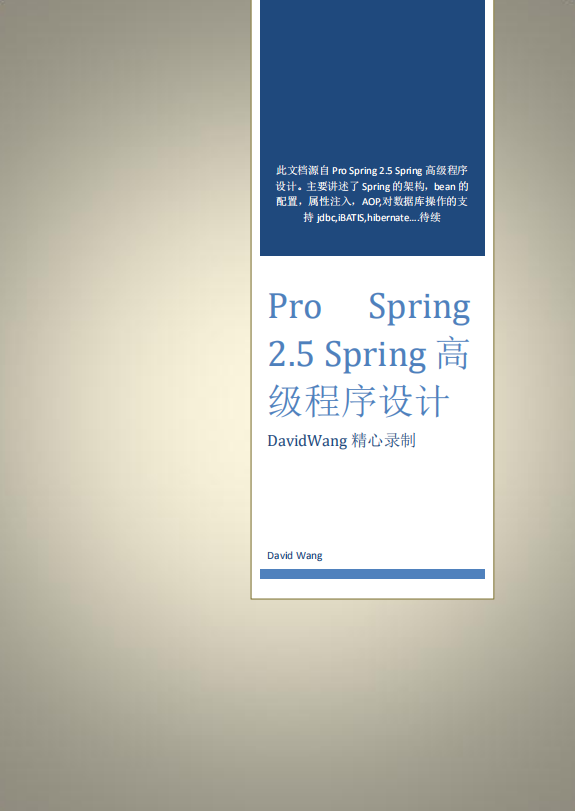 Spring2.5高级程序设计 中文