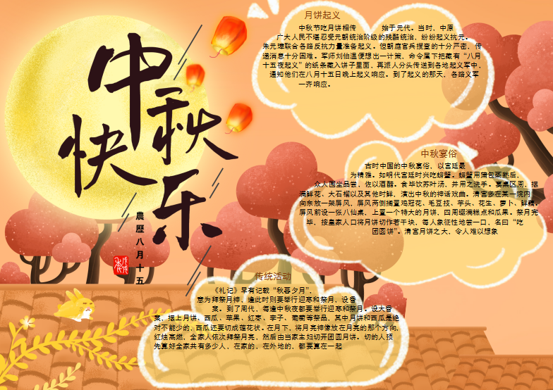 中秋节团圆温馨手抄报插图