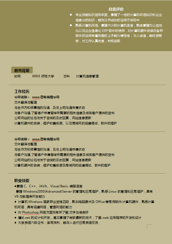 大学生计算机简历模板插图