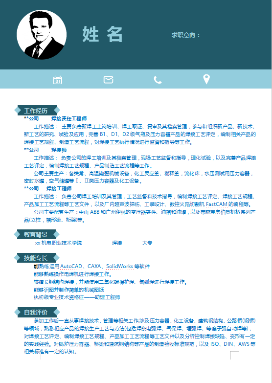 电力系统产品市场营销简历模板插图