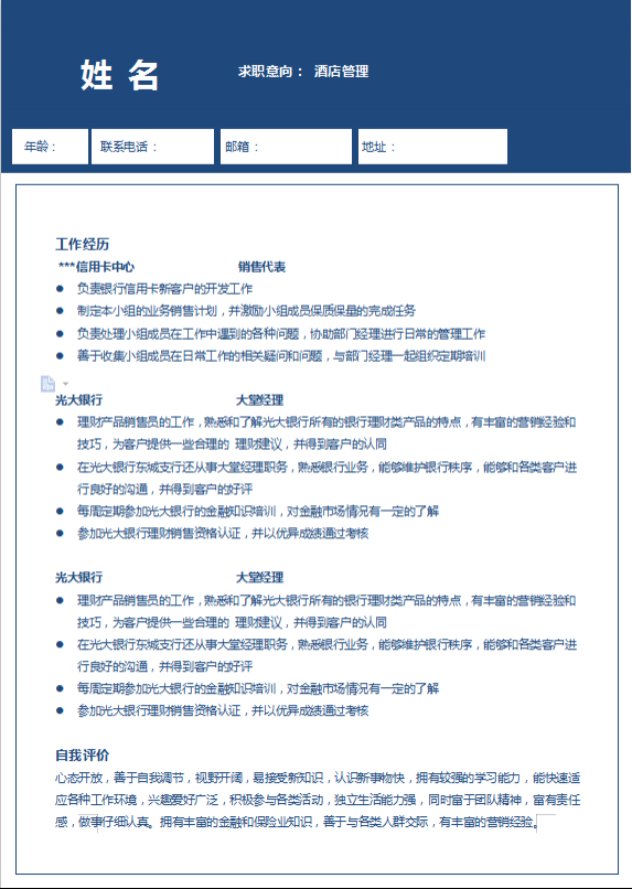 汽车销售个人简历插图