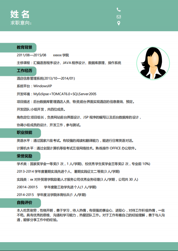 java工程师优秀简历模板插图