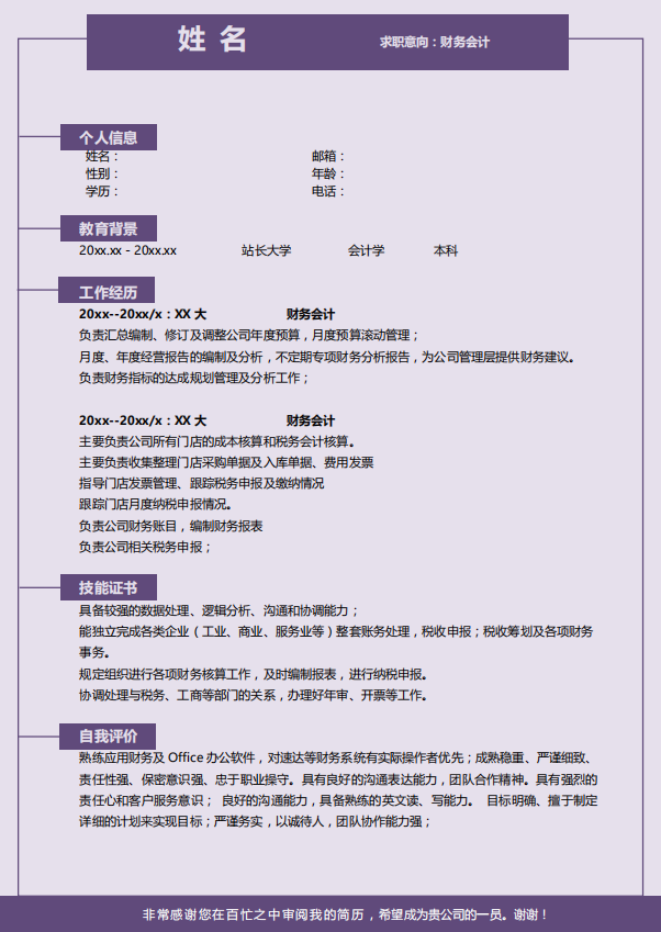 银行理财经理应聘简历模版插图