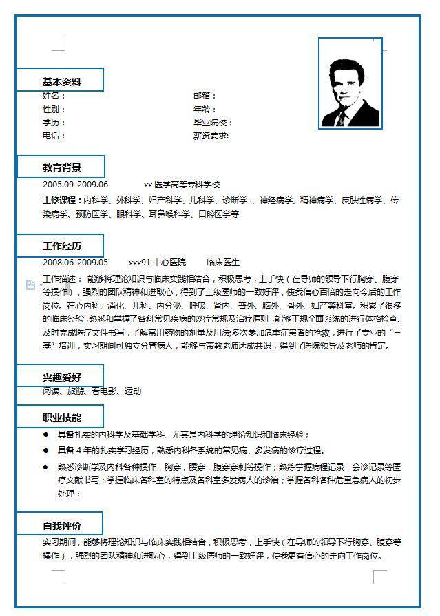 医学专业电子版简历插图