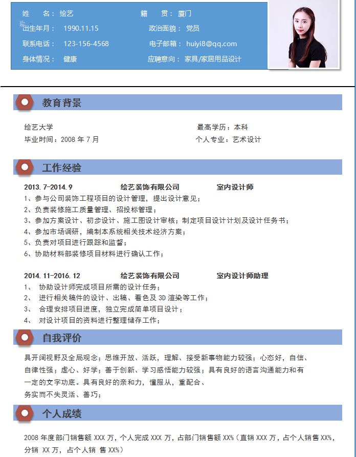 家具/家居用品设计个人简历模板插图