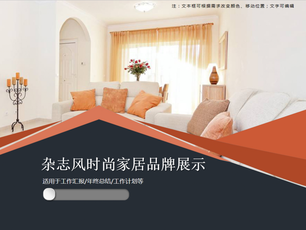 杂志风时尚家居品牌展示PPT模板插图