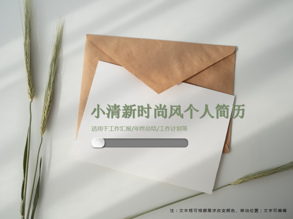 小清新时尚风个人简历PPT模板插图