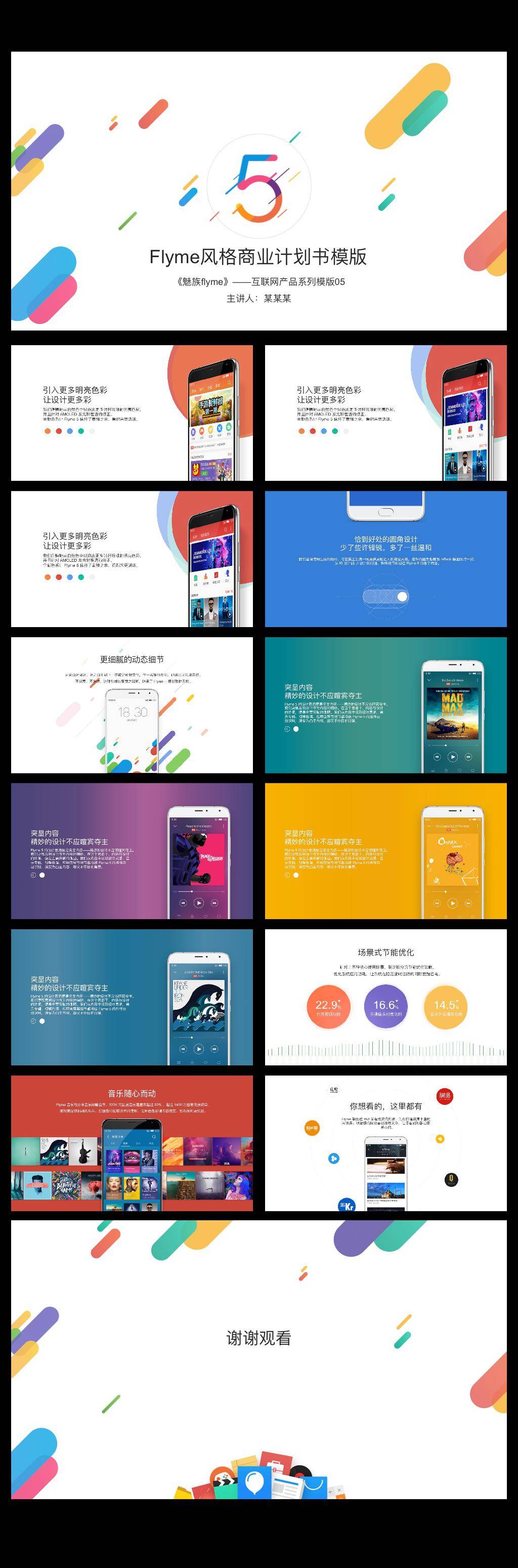 动态Flyme风格商业计划书模版PPT插图