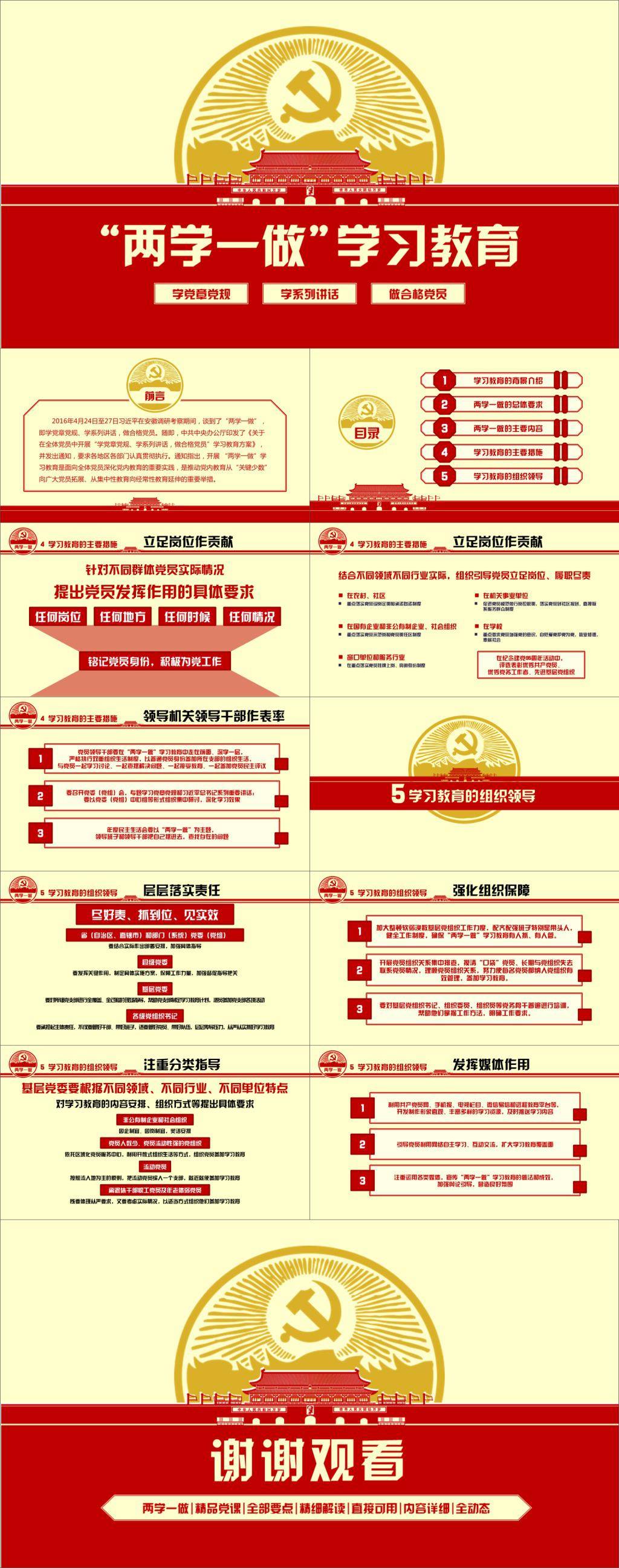 “两学一做”学习教育党建ppt模板插图