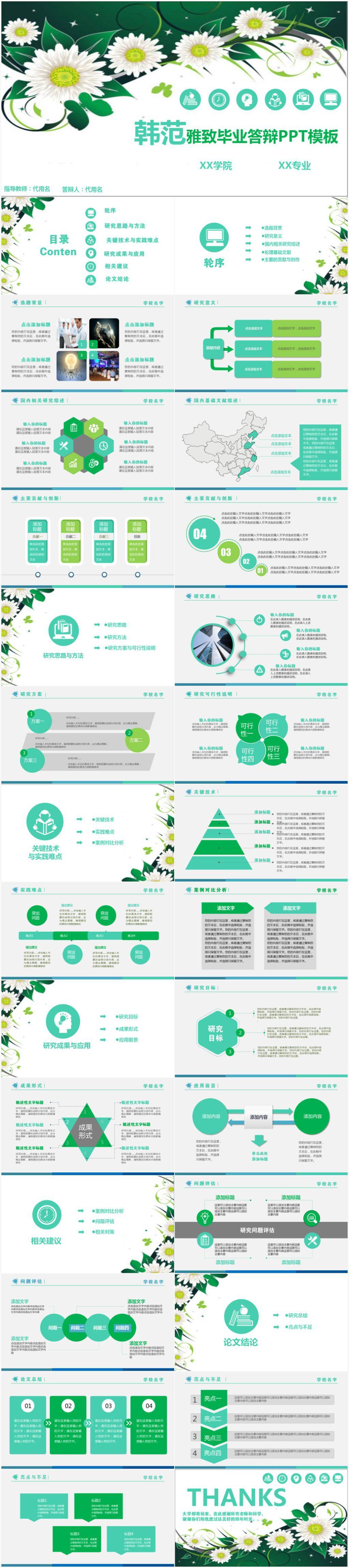 韩范雅致毕业答辩PPT模板插图