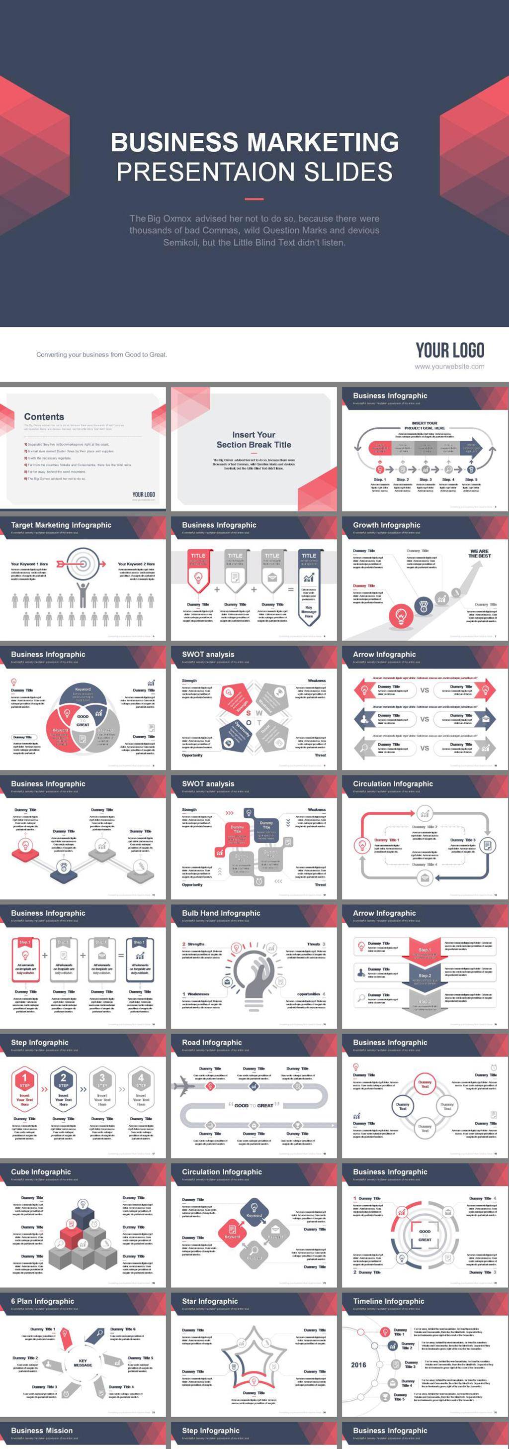 灰蓝配红欧美商务年终总结报告