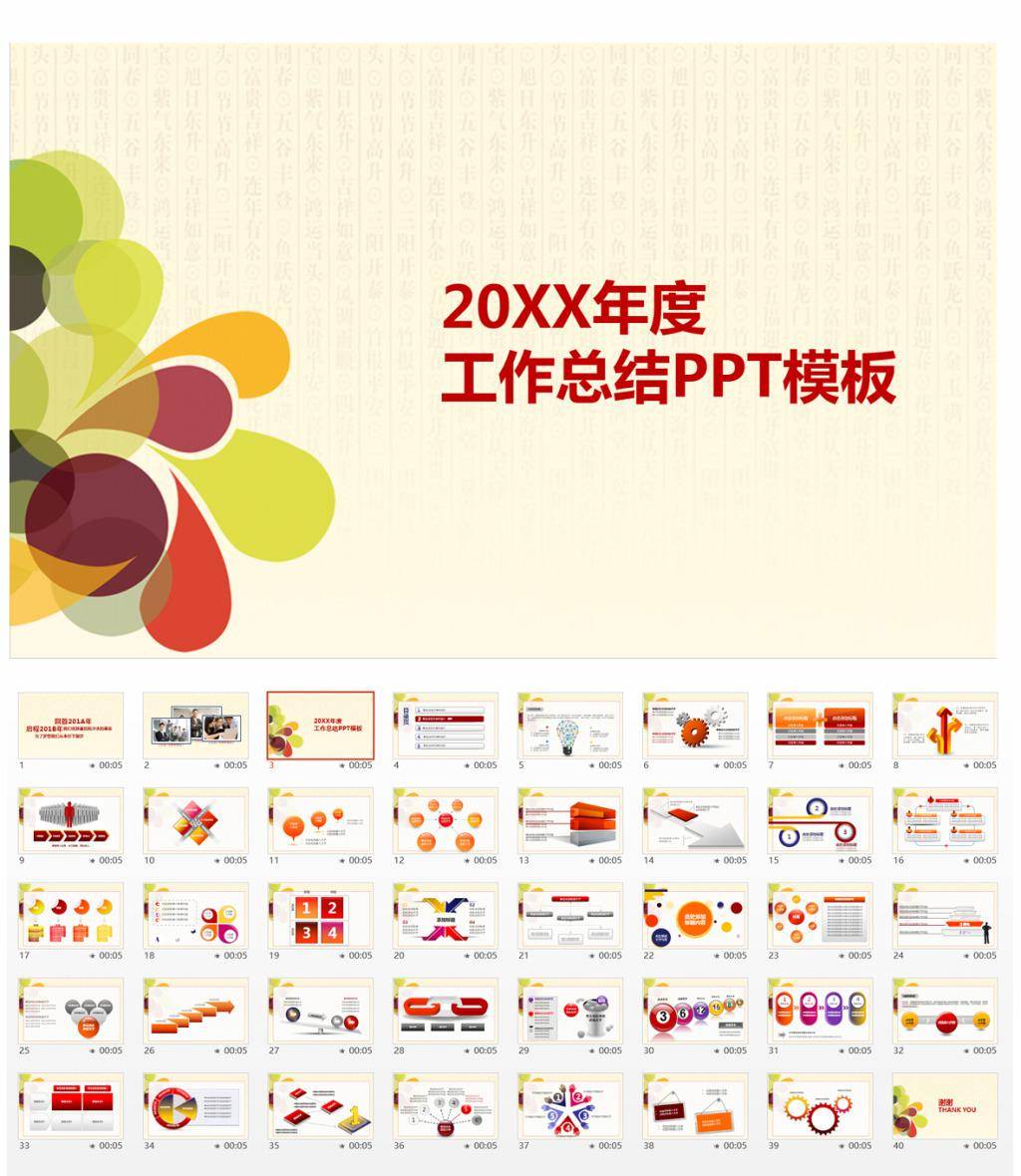 淡雅手绘花工作总结ppt插图