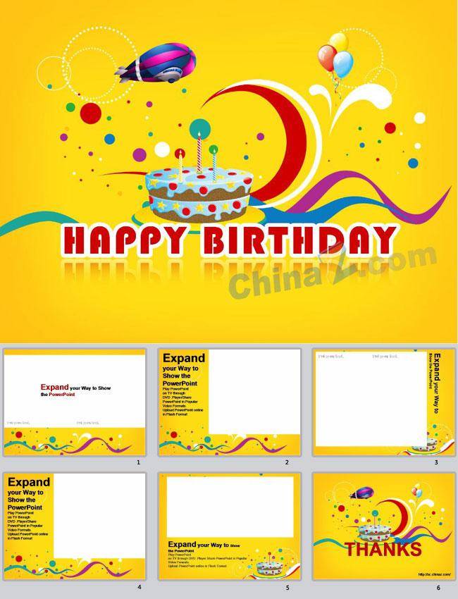 音乐背景生日贺卡动态ppt模板