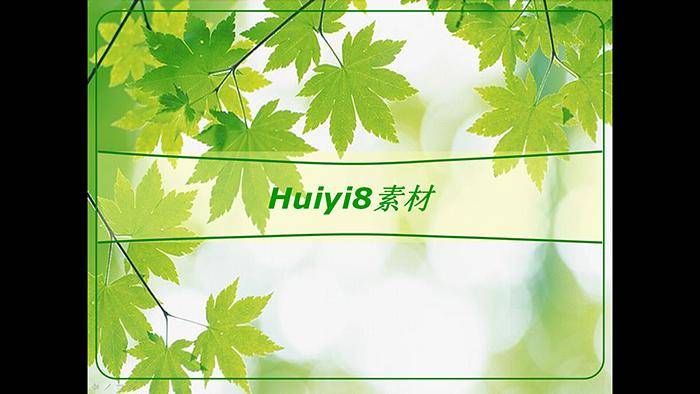 绿色枫叶背景PPT模板插图