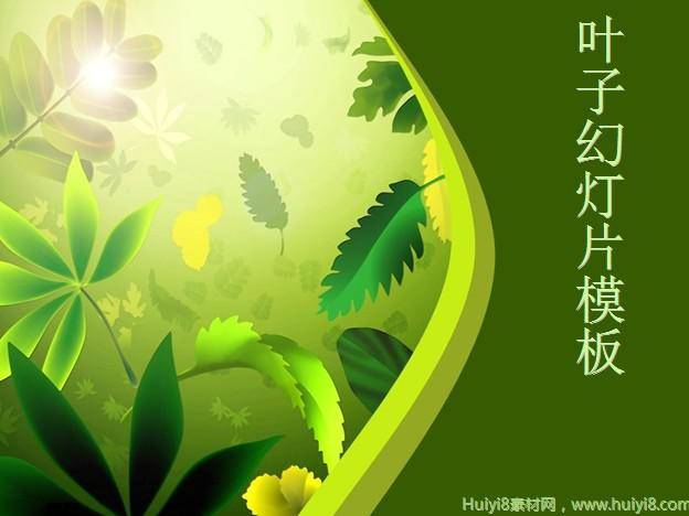 优雅绿色植物叶子PPT模板插图