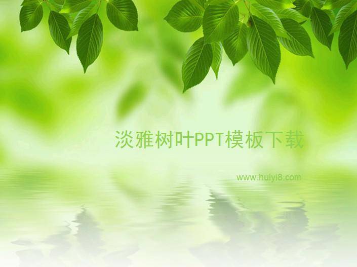 淡雅树叶PPT模板插图