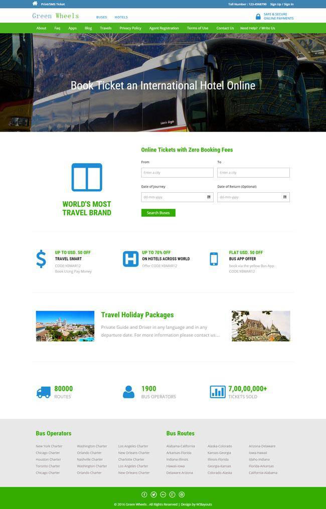 HTML5绿色清爽旅游模板插图