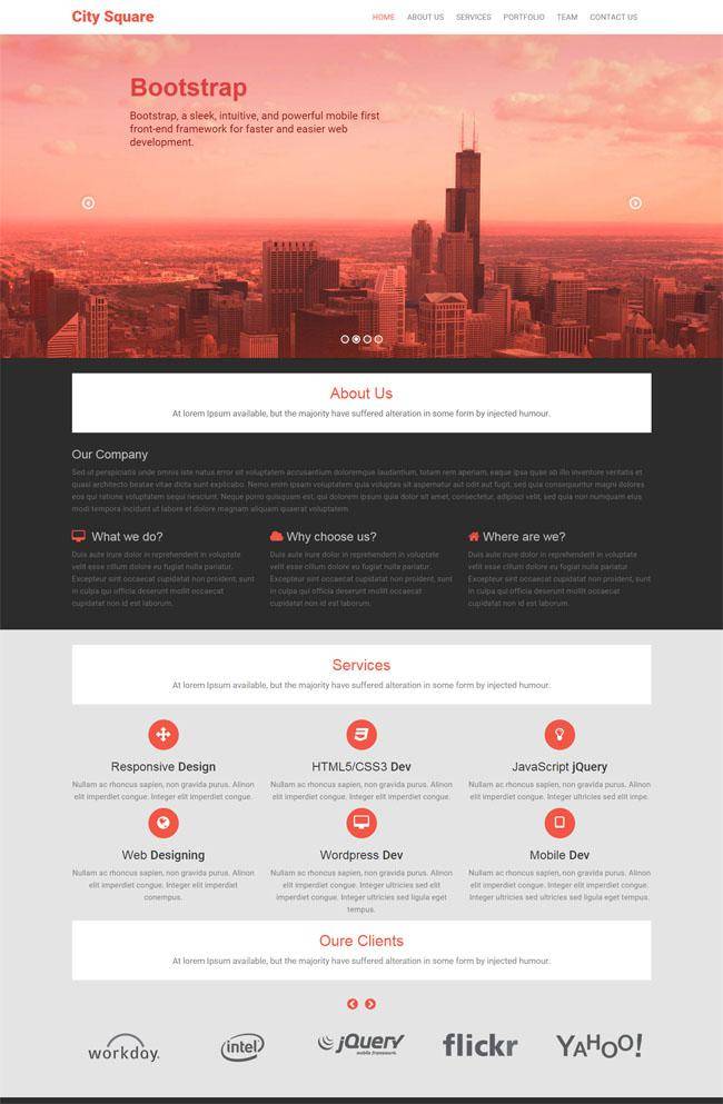 宽屏大气楼房建筑HTML5模板插图