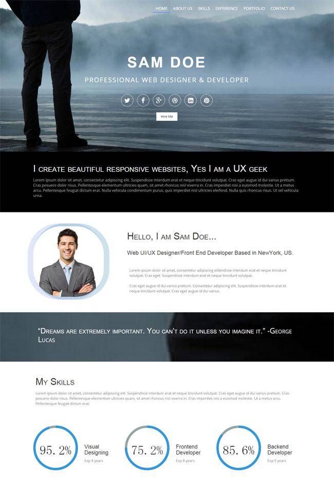 全屏个人主页展示html5模板插图