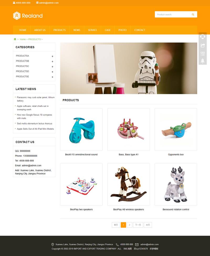 （自适应手机版）响应式食品百货英文外贸类网站源码 HTML5玩具外贸网站织梦模板插图1