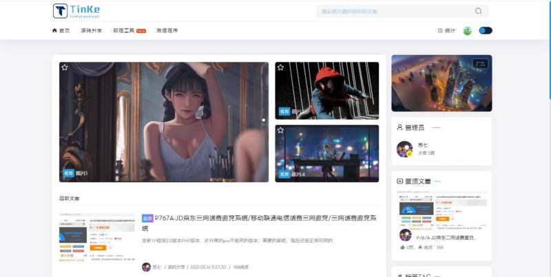 Thinkphp内核极致cms清新博客源码TinKe插图1