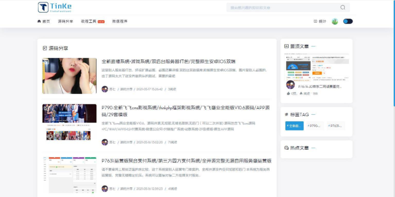 Thinkphp内核极致cms清新博客源码TinKe插图2