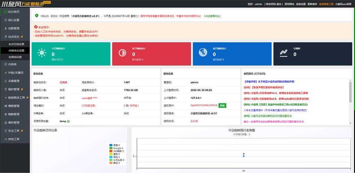PHP小旋风万能蜘-蛛-池 x9.02/站长必备SEO/永久使用插图