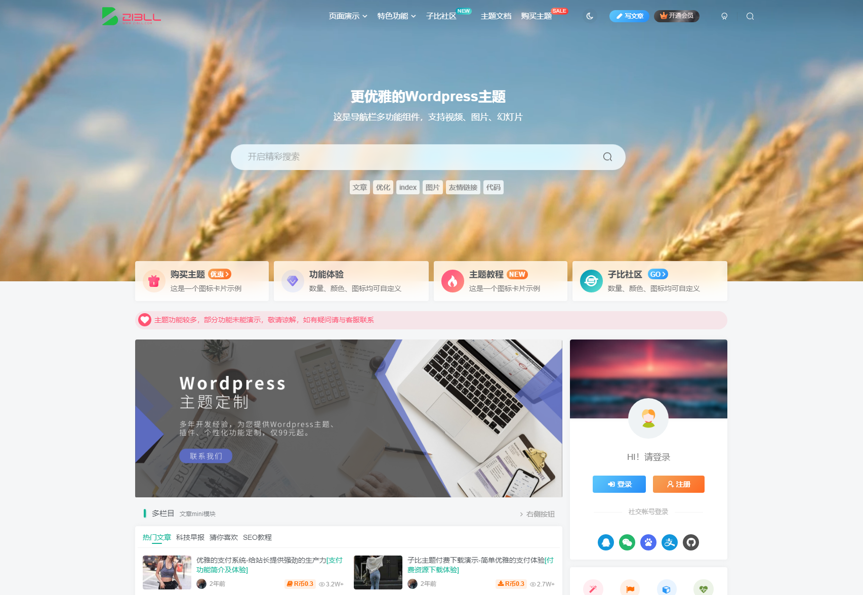 WordPress主题Zibll子比主题V7.6版本源码 开心版 |插图