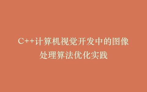 C++计算机视觉开发中的图像处理算法优化实践